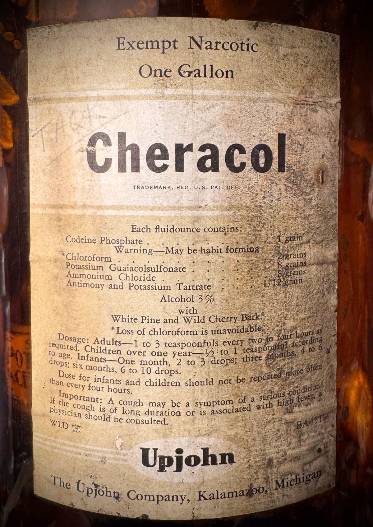 Cheracol + Codeine, Chloroform Apothecary Bottle
