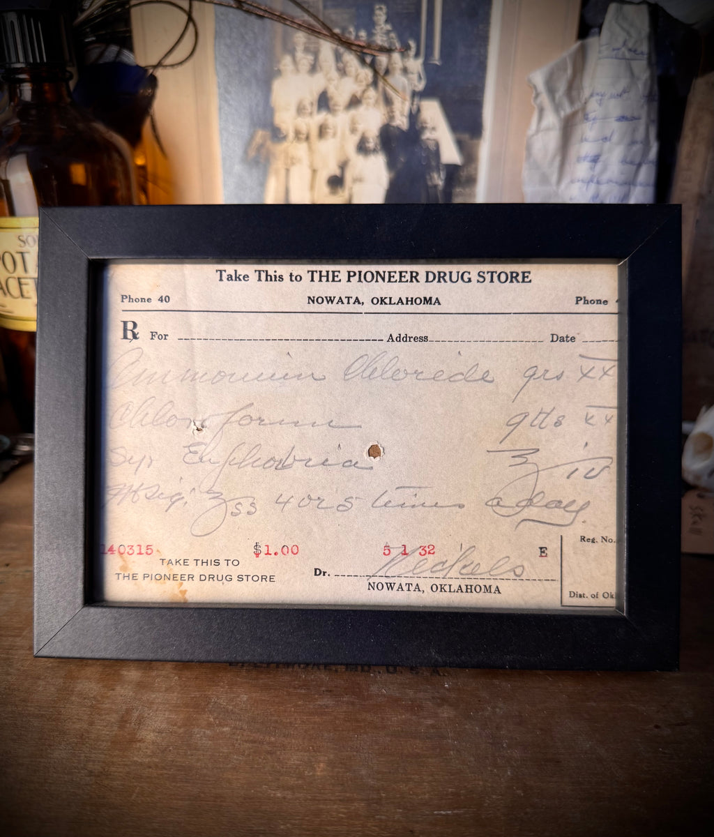 Antique Chloroform Prescription in Frame