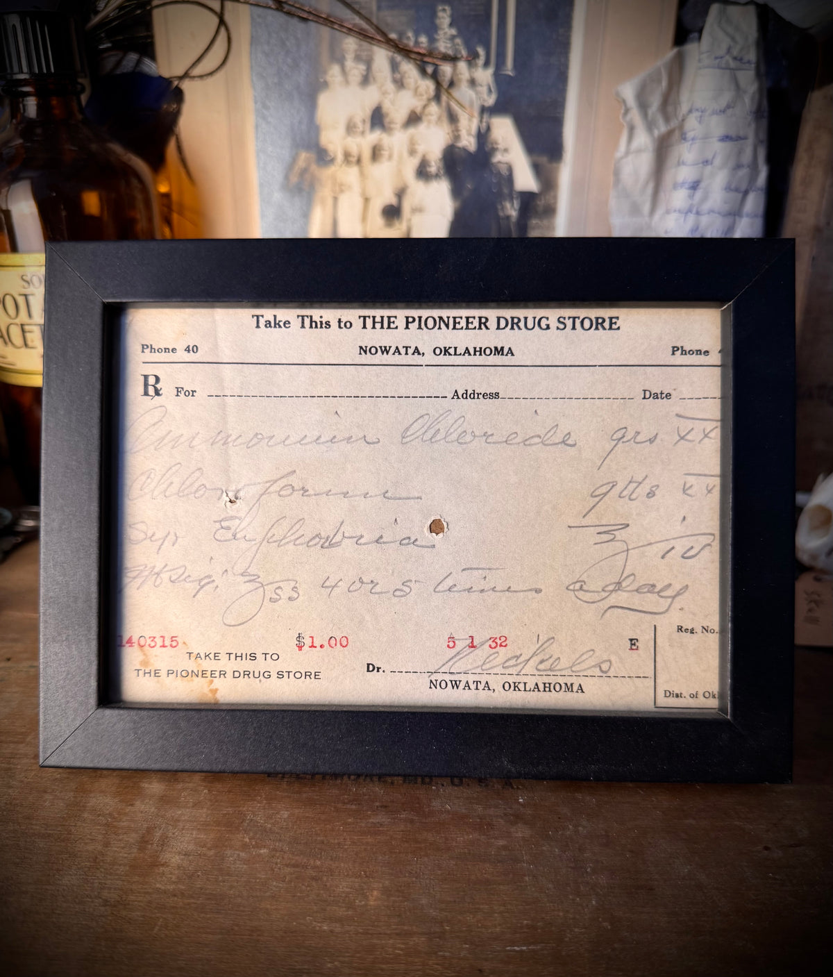 Antique Chloroform Prescription in Frame