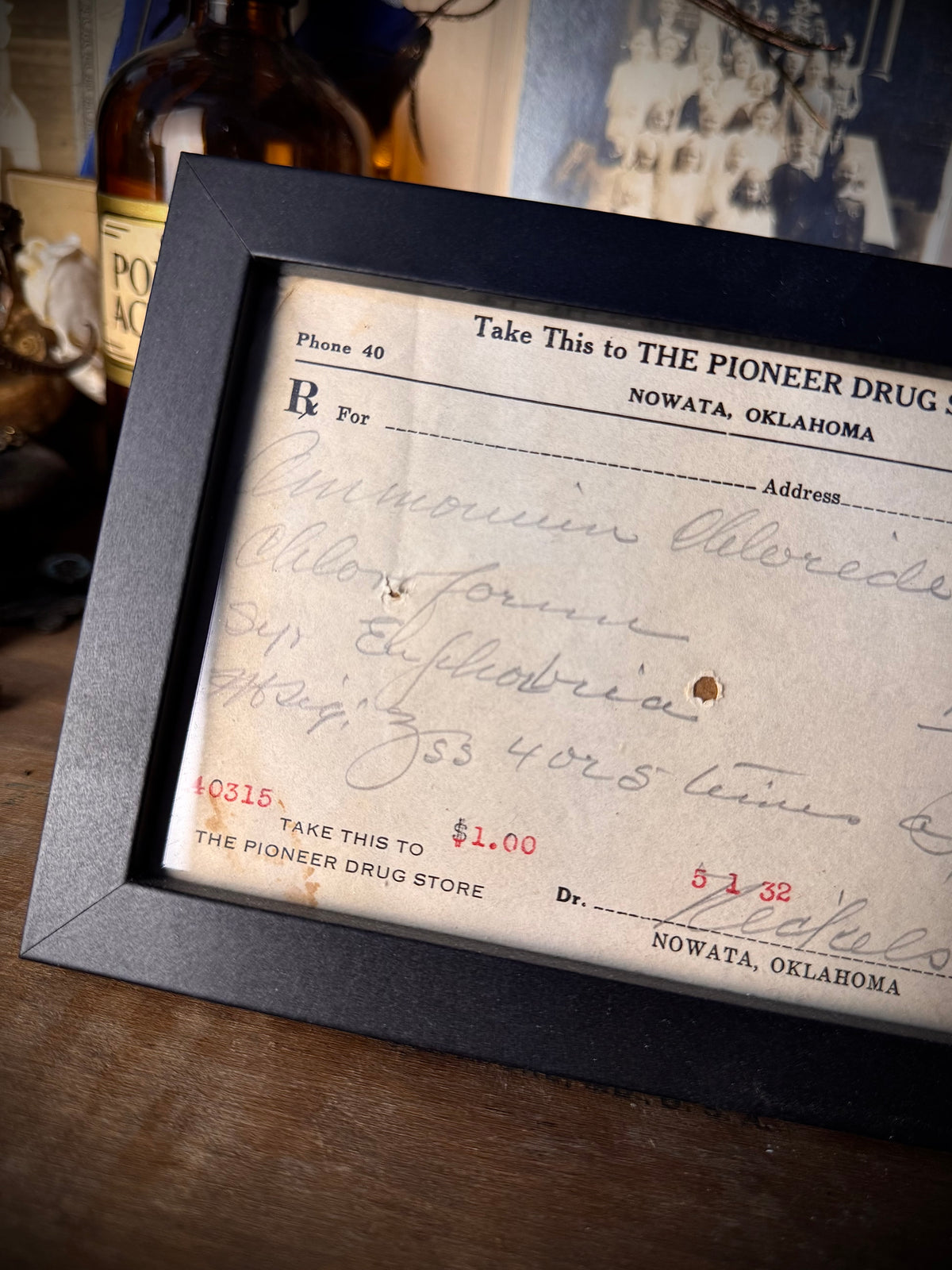 Antique Chloroform Prescription in Frame